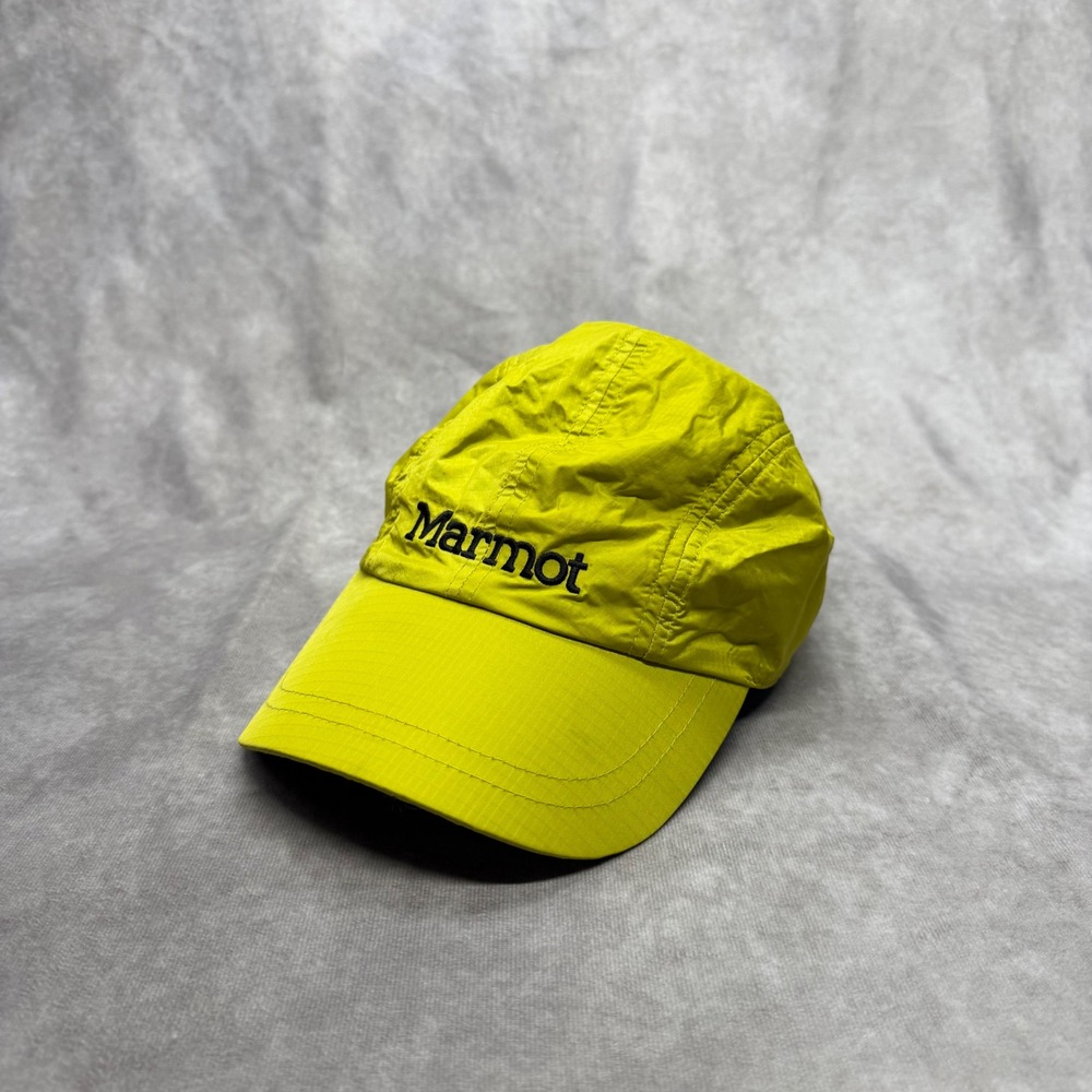 Marmot 5 Panel Camp Hat Unisex OS Lime Green Nylon Mesh Lined Adjustable Cap